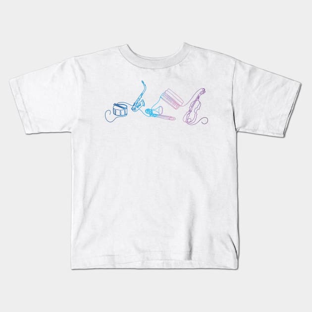 Band Instruments 2 Kids T-Shirt by lyndsiemark